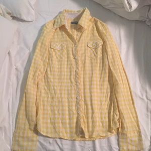 Yellow Gingham Button-Down Shirt