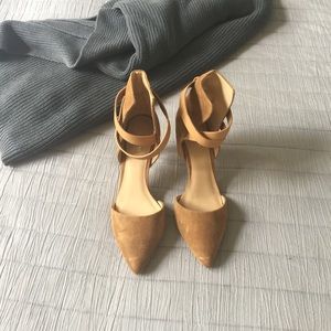 Joes suede nude pump with ankle strap