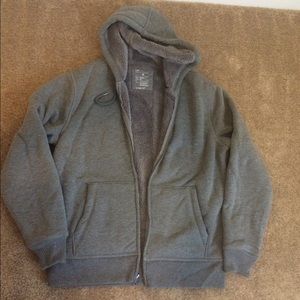 Men's Gray Gap fleece lined jacket.