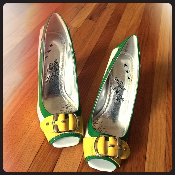 💵✂️ Naughty Monkey Patent Colorblock Peep-toe