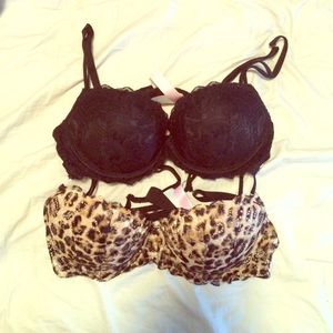 Pink Date Bras - All black and leopard print