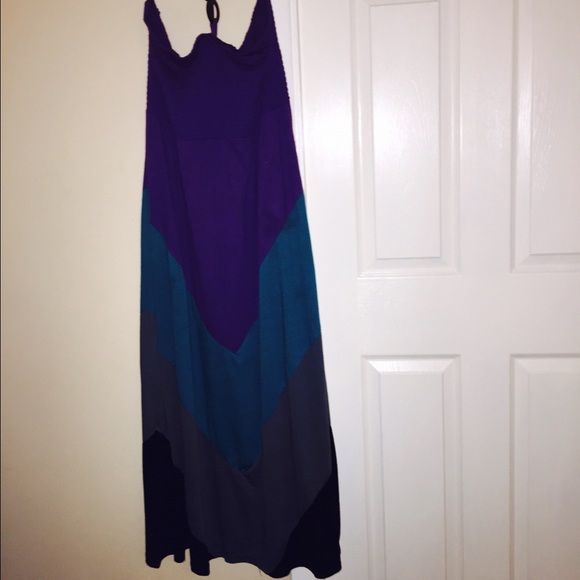 Chevron beaded halter maxi