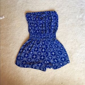 Navy Blue Medallion Pattern Romper Forever 21 CUTE