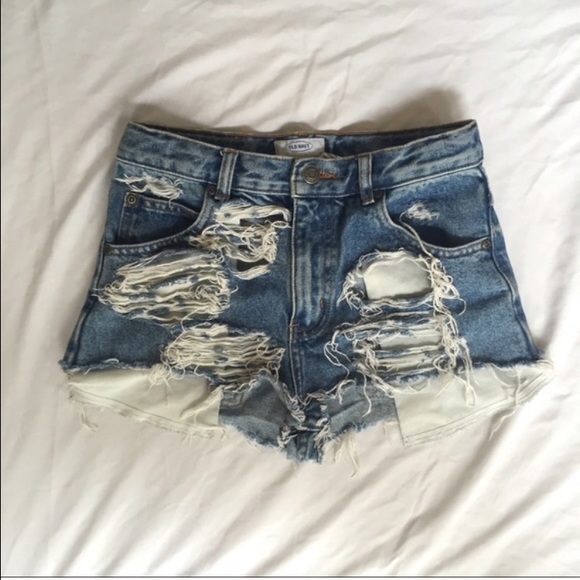 High waisted distressed shorts