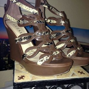 GUESS Snake skin wedges