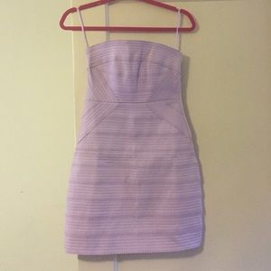 Strapless, lavender, bandage dress.
