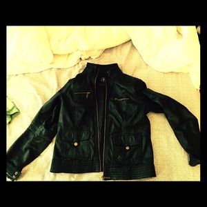 Zara Black Leather Jacket w/ Gold Hardware