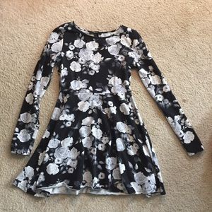 Black and white, winter or fall, floral dress