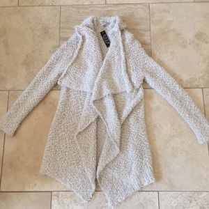white faux Sherpa cardigan