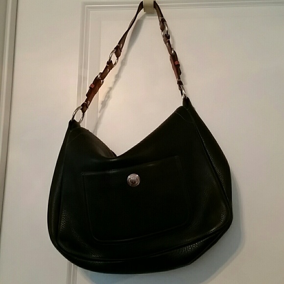 Authentic black leather Coach shoulder bag
