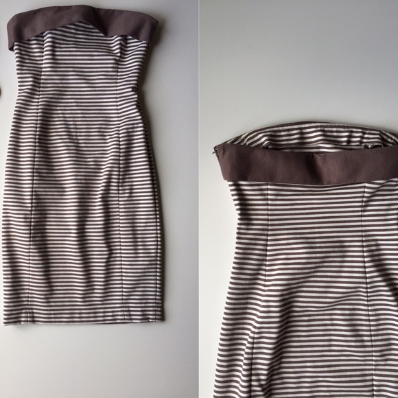Zara Strapless Midi Knit Striped Dress - Picture 3 of 4