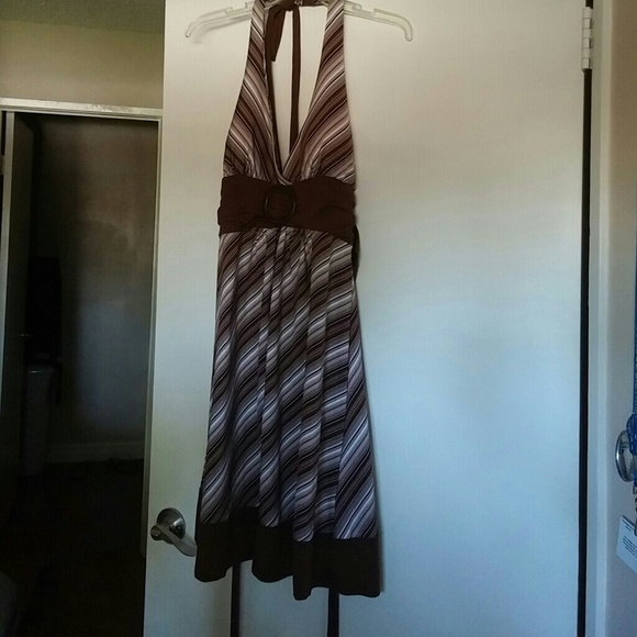 Brown and white Striped halter dress