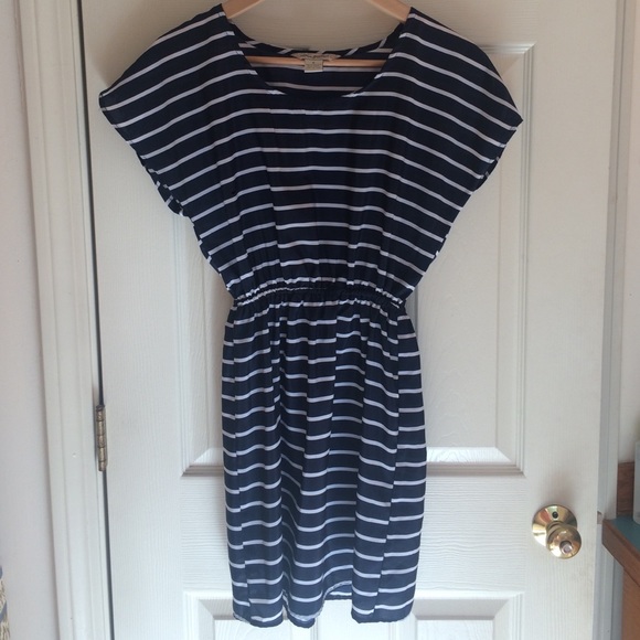 Navy and white striped dress