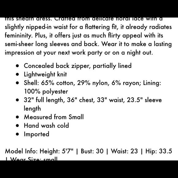 SOLD🔰NWOT🔰 Floral Lace Sheath Dress - Picture 3 of 3