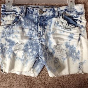Stone washed jean shorts