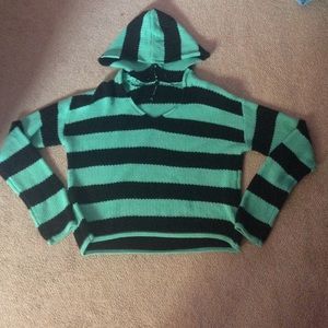 neon and black stripped cropped sweater