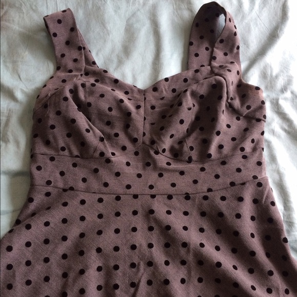 Empire waist tank grey with black polka dots.