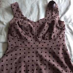 Empire waist tank grey with black polka dots.