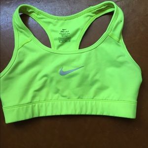 Neon yellow Nike sports bra