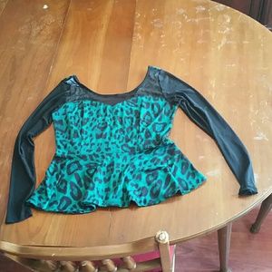 Cheetah sheer sleeve top