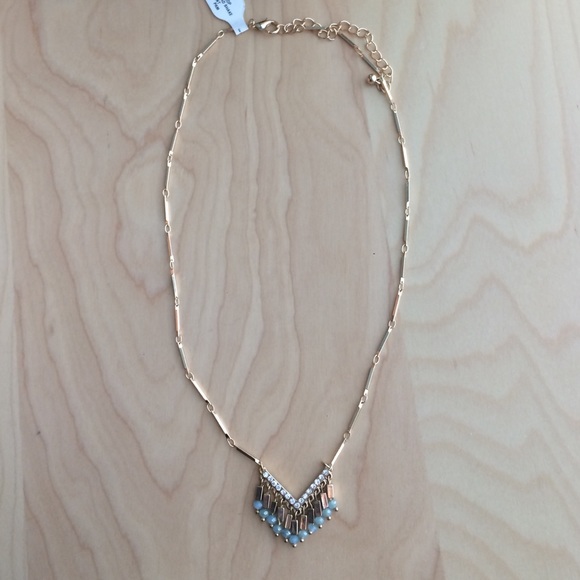 Gold Chevron Tassel Necklace - Picture 2 of 3