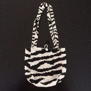 Zebra-Patterned beaded purse