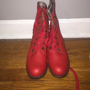 Red Lace Up Boots