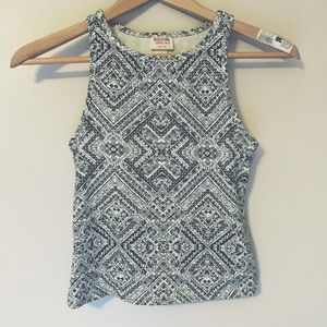 White tribal halter tank top