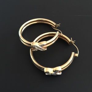 14 karat gold earrings with diamond accent