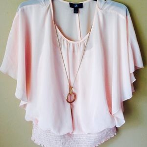 Flutter-Sleeve Necklace Blouse