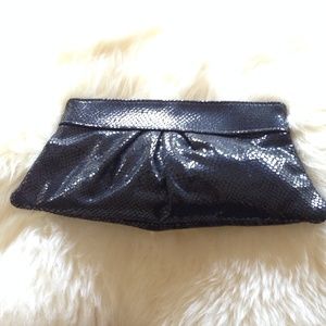 Lauren Merkin "Eve" black leather clutch NWOT