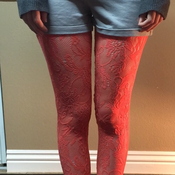 Orange/Coral Patterned Stockings