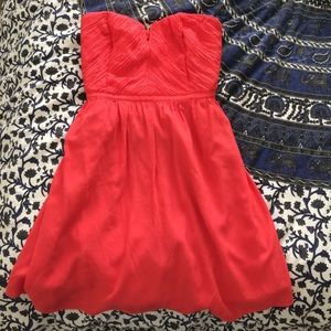 Open back strapless coral dress