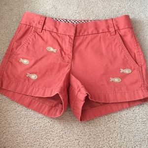 J.crew dark coral fish shorts