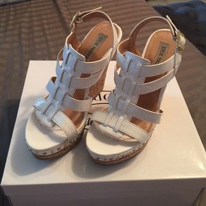 White Patent Leather Steve Madden Wedges