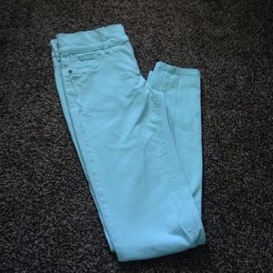 High waist teal jeggings