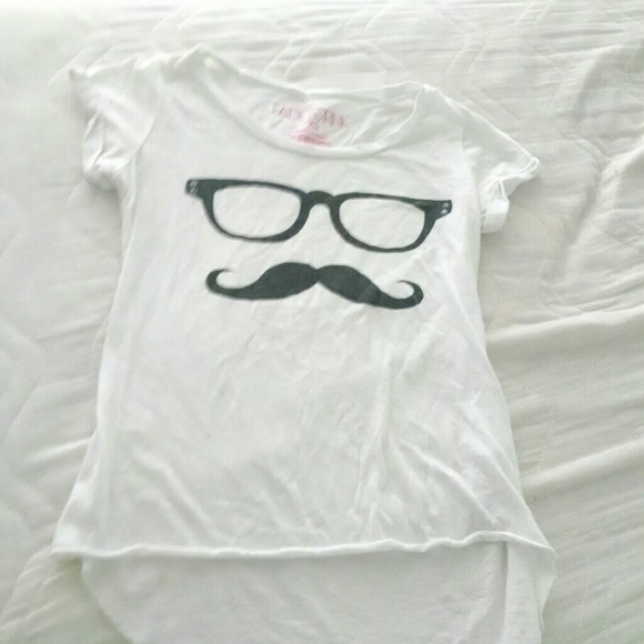 Mustache&glasses white tshirt
