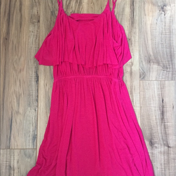 Hot pink spaghetti strap short dress