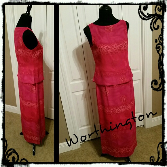Worthington Fuschia Top and Skirt