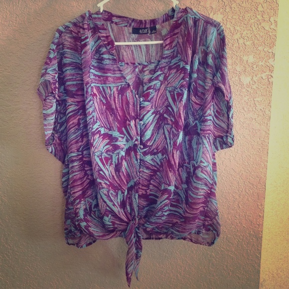 Semi Sheer Printed Tie-Up Blouse