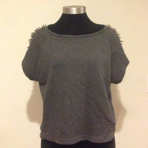 Crop top with spiked shoulders