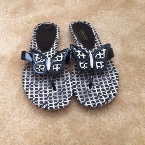Authentic black and white butterfly coach sandals