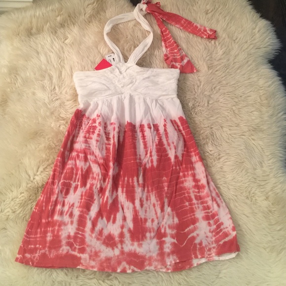NWT coral tie die halter dress