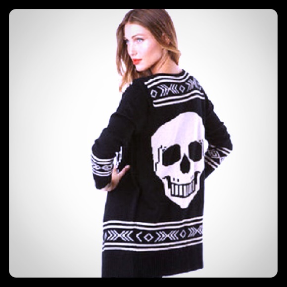 ALLOY Sweaters - 🎉SOLD!! skull punk black cardigan sweater large!!