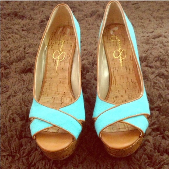 Never worn peep toe wedges