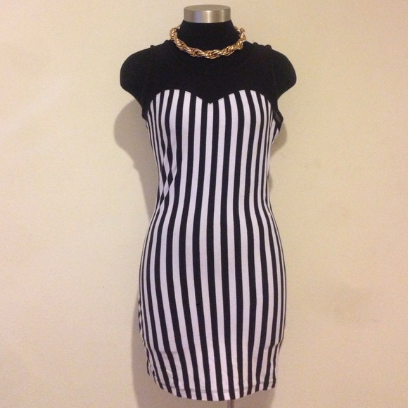 Striped body con dress