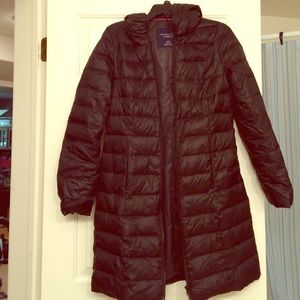 Black down filled coat.