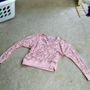 Light pink see through lace shirt