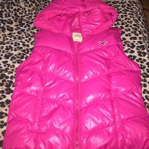 Hollister hot neon pink hooded vest
