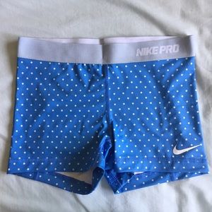 Rare Blue Polka Dot Nike Pro shorts Size M
